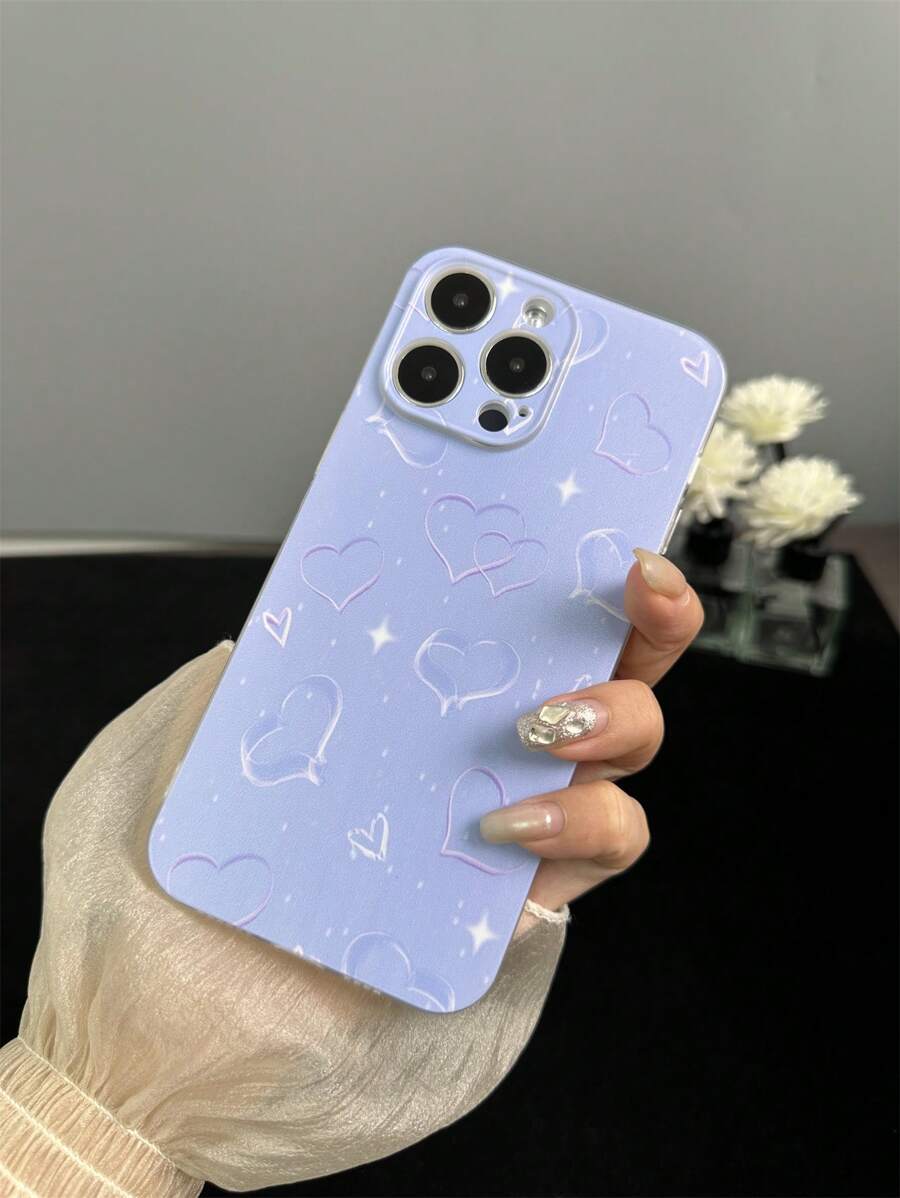 1入組透明tpu保護手機殼,帶有精確的切割,愛心紫色設計,適用於蘋果和其他型號 - 彩色 - 查看 1