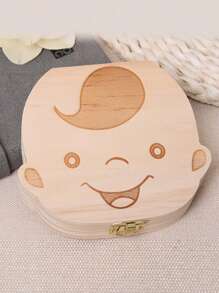 1pc Wooden Kids Tooth Storage Box, Baby Tooth Collection Box, Infant Tooth Fairy Keepsake Box (One Random Style) Baby Shower Easter Gifts Things For Girls/Boys - Multicolor - View 4