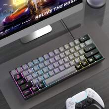 Magegee Ts91 60%紧凑有线键盘61鍵rgb背光小型便攜式辦公電腦膜鍵盤,適用於windows平板電腦手提電腦玩家黑灰色 - 查看 6