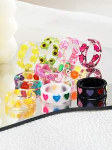 Children's Heart-Shaped Ring Set, Suitable For Holiday Occasions