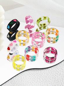 Children's Heart-Shaped Ring Set, Suitable For Holiday Occasions