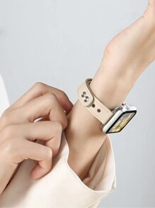 1 条双扣素食皮革表带，兼容 Apple Watch 38/40/41/42/44/45/49 毫米，兼容 Apple Watch S10/Ultra/SE/8/7/6/5/4/3/2/1/9 - 灰色 - 查看 9