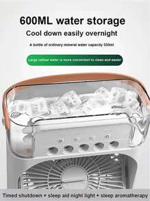 1pc Portable Air Conditioner, Household Small Air Cooler, Portable Air Adjustment For Office, 3 Speed Air Cooling Fan Humidifier, 5pcs Humidified Spray Heads For Home Appliances - Army Green - View 3