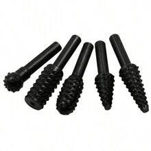 5pcs/set Carbon Steel Wood Carving File Set, Drill Bits, Suitable For Rotary Tool Diy Woodworking Wood Plastic Carving Polishing Grinding Shaping - Black - View 3