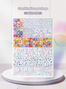 Shunlong 750+ 珠子字母珠套件適用於手鍊、項鍊、耳環、包包和手機吊飾製作,適合珠寶製作、藝術、工藝品、diy、禮物、友誼、娛樂和少女工藝品以及女孩生日禮物 - 24格 字母珠套盒 - 查看 5