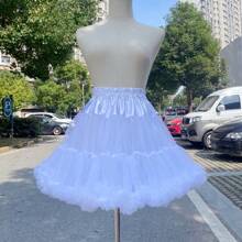 Cloud Print Skirt, 35cm Length, Soft Tulle Material, Petticoat Underskirt, Puffy Skirt, Suitable For Cosplay Halloween Christmas Fall Clothes For Women - White - View 2