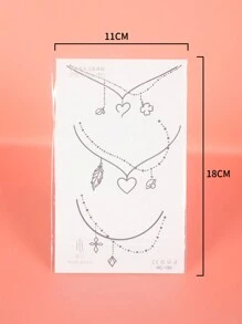 1入組臨時腳&踝紋身貼紙帶鏈子&條紋設計,防水和不反光 - 黑色 - 查看 3