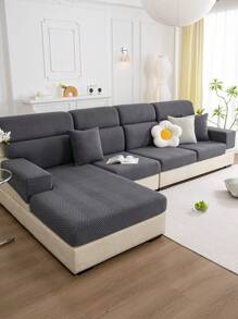 1pc Waterproof And Stretch Elastic Sofa Cover With Rhombus Print Fit For 1/2/3/4-seats L-shaped Sofa Cushion Protective Slipcover Armrest Cover Backrest Cover - Dark Grey - View 10