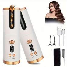 Cordless Automatic Curling Iron - USB Rechargeable, Anti-Tangle, Ceramic Cylinder, Quick Heating, 5-Level Temperature Control - Perfect For Long Hair, Includes Gift Box