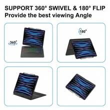 Ipad鍵盤,與ipad Pro 12.9英寸(5th Gen、6th Gen-2021、2022)鍵盤盒相容,移除式背光鍵盤,帶kickstand、swivel、click-anywhere Trackpad和美國版佈局 - 玫瑰金 - 查看 5