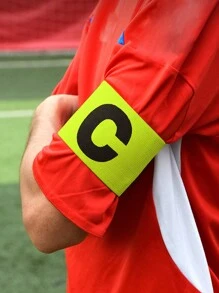 1pc Sports Competition Captain Long Sleeve Armband With C Logo, Safety Identification Patch, Anti-Slip Hook And Loop, Christmas - Red - View 5