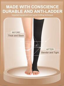 Cofoe 1雙 23-32 毫米汞柱大腿壓力襪 2 級及膝壓力襪女式男露趾壓力襪