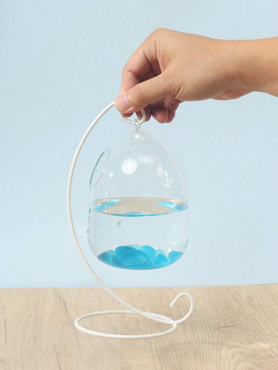 1pc Creative Hanging Transparent Glass Vase Fish Tank For Table Decoration - White - View 1
