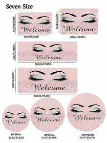 1入組粉紅色睫毛和字母圖案防滑門墊廚房地毯浴室地墊，房間裝飾 - 彩色 - 查看 2