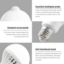 1 Pieza Bombilla De Luz Led Inteligente Con Sensor Infrarrojo, 9w Interfaz E27 Patrón De Rayas De Luz Pura Controlado Para La Iluminación De Pasillos Y Pasillos - Blanco - Ver 7