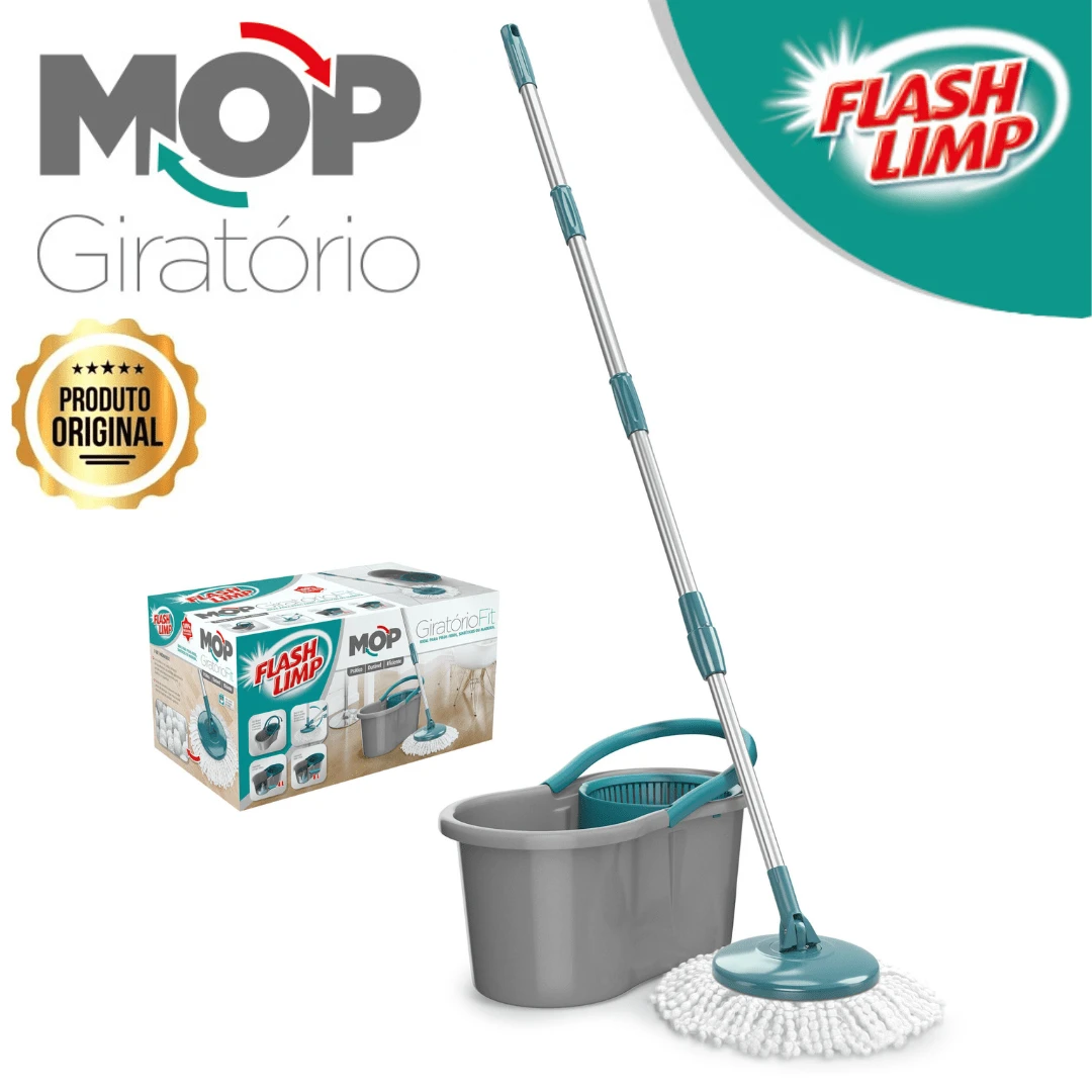 TOP CENTER ONLINE MOP GIRATÓRIO FIT 360º COM CAP/8L MOP5010 - FLASH LIMP
