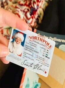 1pc Santa Claus Virtual License Sled Driving License Christmas Game Props Santa Claus Play Props - White - View 6