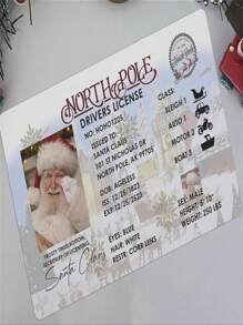 1pc Santa Claus Virtual License Sled Driving License Christmas Game Props Santa Claus Play Props - White - View 3