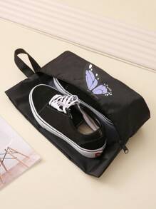 Butterfly Patterned Portable Travel Shoe Packing Pouch With Zipper Closure And Waterproof Coating With Zipper Shoe Organizer Shoe Storage Box For Travel For Storage For Sneaker Boot Bag Shoes Case Shoe Storage Box Shoes Organizer Accessories For Travel Vacation Cruise Summer Holiday Travelling Bag Travel Stuff Essentials For College Dorm Home School Hotal - Multicolor - View 2