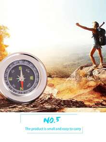 1 件學生便攜式高精度指南針,60 毫米金屬不銹鋼指南針,適合戶外露營、健行和地圖導航,具有防摔防水功能 - 銀色 - 查看 2