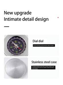 1 件學生便攜式高精度指南針,60 毫米金屬不銹鋼指南針,適合戶外露營、健行和地圖導航,具有防摔防水功能 - 銀色 - 查看 4