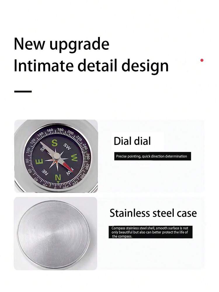 1pc Portable High Precision Compass For Students, 60mm Metal Stainless Steel Compass For Outdoor Camping, Hiking And Map Navigation With Anti-falling & Waterproof Function - Silver - View 4