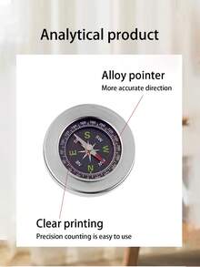 1 件學生便攜式高精度指南針,60 毫米金屬不銹鋼指南針,適合戶外露營、健行和地圖導航,具有防摔防水功能 - 銀色 - 查看 3