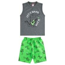 Kit 4 Peças De Roupa Infantil Masculino 2 Regatas + 2 Shorts Sortidas