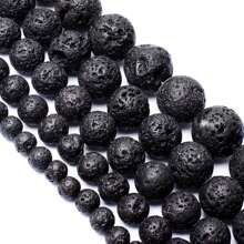 Natural Black Lava Stone Round Disks Loose Beads For Diy Handmade Jewelry Making, Bracelets, Necklaces, 4-12mm - Black - View 3