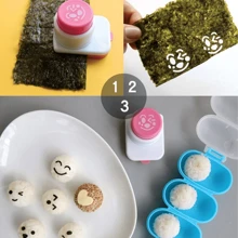 1个，海苔压花模具，笑脸眨眼饭团饭团模具，DIY寿司工具，用于午餐盒、便当盒装饰，厨房小工具，厨房配件，厨房用品，厨房工具 - 粉色 - 查看 4