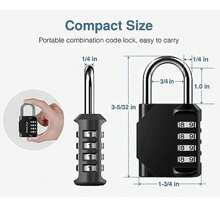 1 件組合鎖 4 位戶外防水掛鎖適用於學校健身房儲物櫃、運動儲物櫃、圍欄、工具箱、門、箱子、搭扣儲物櫃 - 黑色 - 查看 4