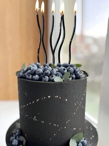 6 chiếc nến trang trí bánh sinh nhật cong màu đen mạ vàng, nến trang trí tiệc, phụ kiện nến làm bánh tráng miệng - màu đen - Xem 1