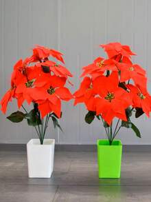 Artificial Poinsettia Bouquets, Poinsettia Bouquet For Christmas Decoration, Velvet Poinsettia, Ideal For Home Decor Or For Christmas Themed Floral Arrangements, 55cm Bouquet Pack Of 3 Or 6