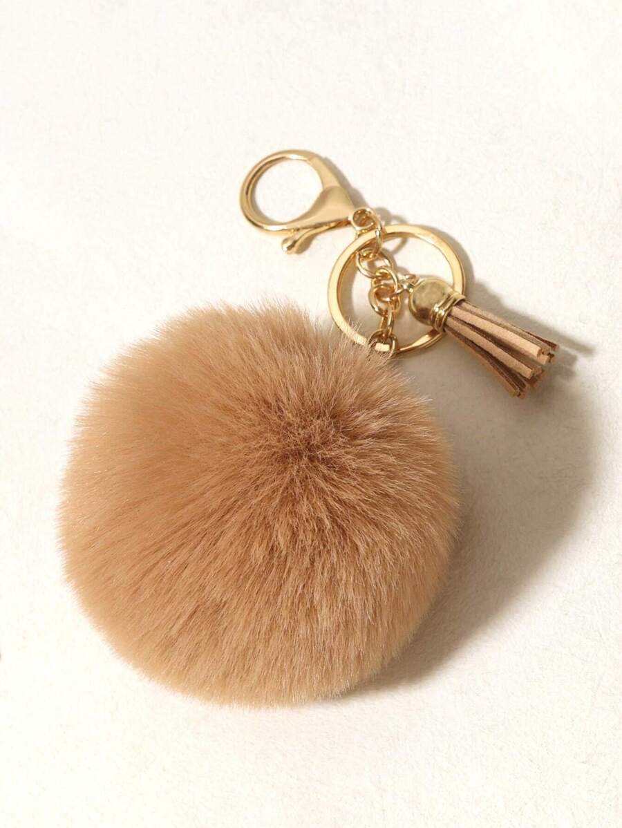 1pc Fluffy Pompom Keychain Bag Charm Car Accessories Backpack For School Cute Goth Y2k