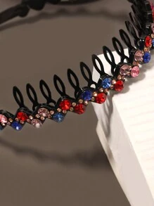 1pc Women Rhinestone Long Teeth Headband Hair Accessory - Multicolor - View 4