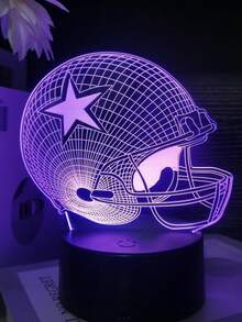 1pc Acrylic Football Helmet Protective Gear 3d Led Night Light With Smart Black Base, 7 Colors - Black - View 4