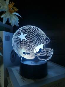 1pc Acrylic Football Helmet Protective Gear 3d Led Night Light With Smart Black Base, 7 Colors - Black - View 5