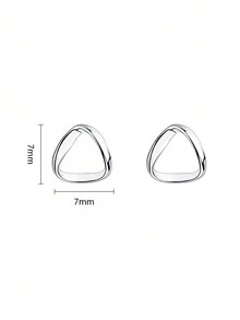 1pair Simple And Stylish Geometric Triangle Shaped Silver Plated Stud Earrings, Suitable For Women's Daily Wear And Office Wear - Bạc - Xem 5