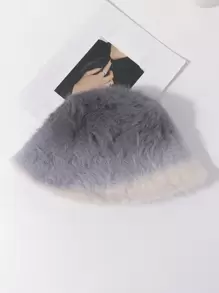 LEAJOURNO. 1pc Face-Shaping Fluffy Bucket Hat For Women, Autumn Winter Warm Head Wrap Beret Bucket Hat, Daily Wear Elegant