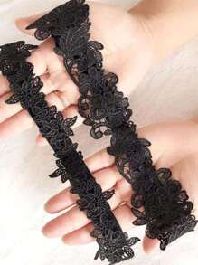 (Puedes usar pegamento para fijar el producto en las medias para su uso) 1 par de medias de encaje para novia con accesorios de boda europeos y americanos, ligas sexys, anillos para piernas adecuados para decoración diaria y de boda del muslo, adecuados para una circunferencia de pierna entre 35-55cm, verano, playa - Negro - Ver 6