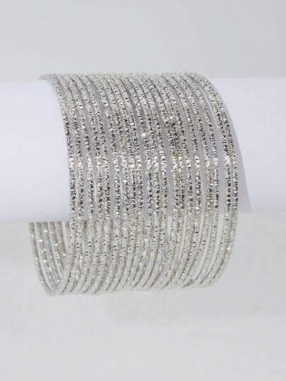 European And American Fashion 2.0 Bold New Style Glittering Star Design 20-Loop Bangle Bracelet For Women, Suitable For Daily Wear, Parties, And Gifts