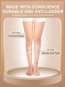 Cofoe 1 Pair 15-21mmHg Compression Socks, Open Toe Mid-Calf Socks, Thigh High Socks, Suitable For Men, Women, And Pregnant Women - Khaki - View 6