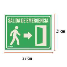 Signal Sign "EMERGENCY EXIT", 21 X 28 Cm - 綠色 - 查看 2