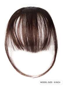 With sideburns, bangs, black flat, neat, air bangs, synthetic 6-inch hair extensions for women - Brown - View 3