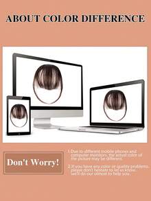 With sideburns, bangs, black flat, neat, air bangs, synthetic 6-inch hair extensions for women - Brown - View 7