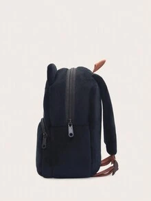 1pc Boys Girls Cartoon Black Cat Plush Backpack Zipper Closure Suitable For Autumn/Winter Daily Use - Black - View 5