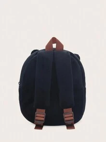 1pc Boys Girls Cartoon Black Cat Plush Backpack Zipper Closure Suitable For Autumn/Winter Daily Use - Black - View 6