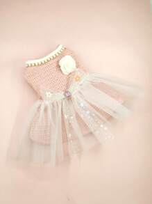 1 Set Thick Mesh Pet Dress, Warm For Winter - Multicolor - View 1