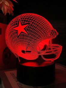 1pc Acrylic Football Helmet Protective Gear 3d Led Night Light With Smart Black Base, 7 Colors - Black - View 7