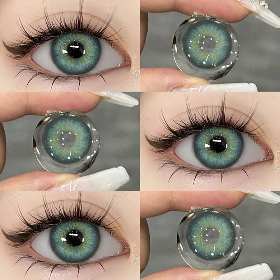 Eyeshare 1對全新wusu系列彩色隱形眼鏡,用於美容隱形眼鏡,年度使用,14.2mm - 綠色 - 查看 1